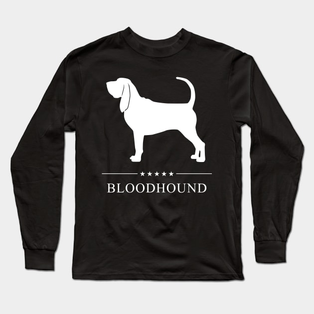 Bloodhound Dog White Silhouette Long Sleeve T-Shirt by millersye